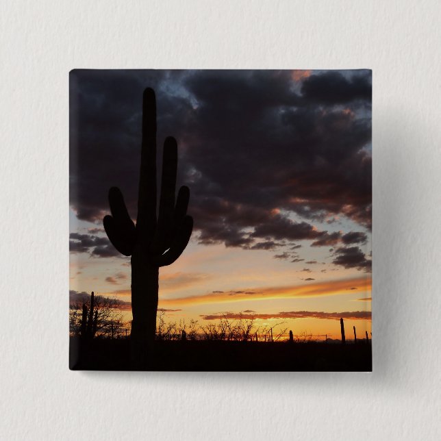 Saguaro Sunset III Arizona Desert Landscape Button (Front)