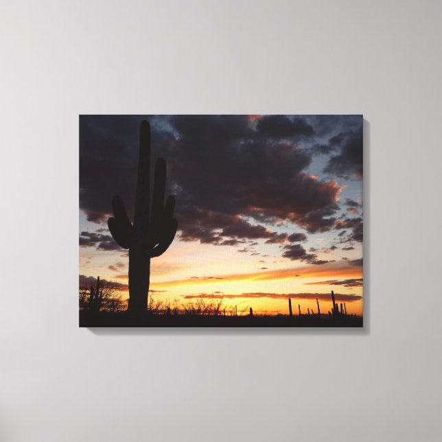 Saguaro Sunset III Arizona Desert Landscape Canvas Print (Front)