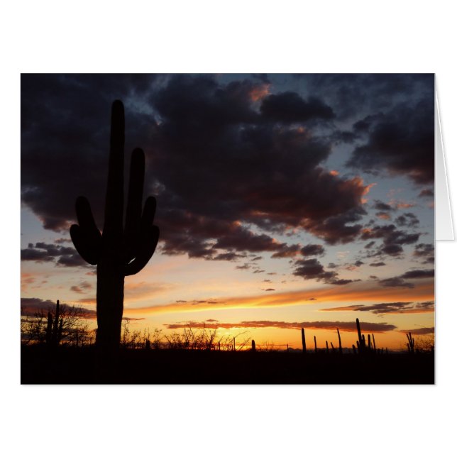 Saguaro Sunset III Arizona Desert Landscape Card (Front Horizontal)