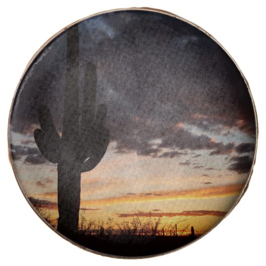 Saguaro Sunset III Arizona Desert Landscape Chocolate Covered Oreo (Front)