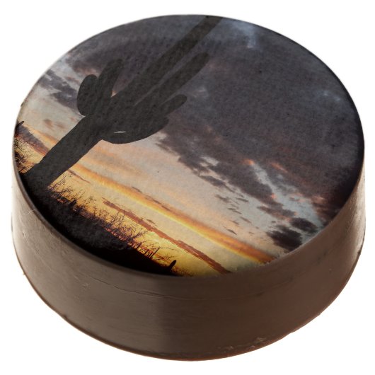 Saguaro Sunset III Arizona Desert Landscape Chocolate Covered Oreo (Angled)