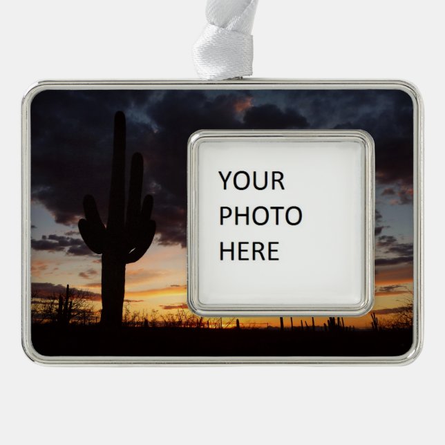 Saguaro Sunset III Arizona Desert Landscape Christmas Ornament (Front)