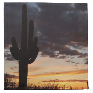 Saguaro Sunset III Arizona Desert Landscape Cloth Napkin