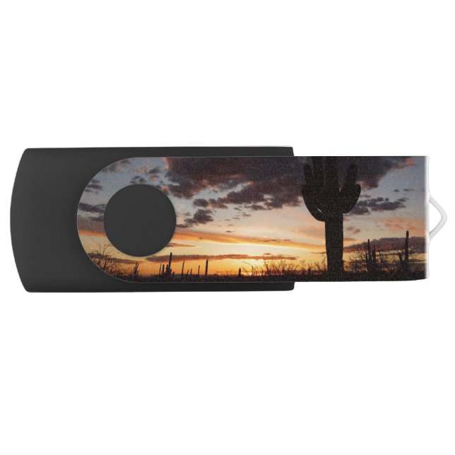 Saguaro Sunset III Arizona Desert Landscape Flash Drive (Front)