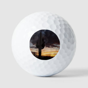 Saguaro Sunset III Arizona Desert Landscape Golf Balls