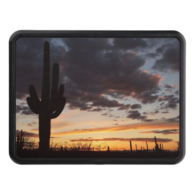 Saguaro Sunset III Arizona Desert Landscape Hitch Cover (Front)