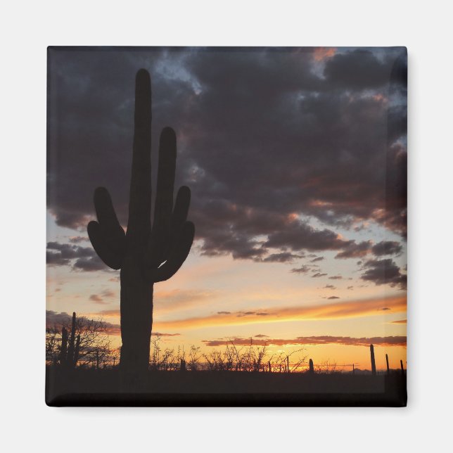 Saguaro Sunset III Arizona Desert Landscape Magnet (Front)