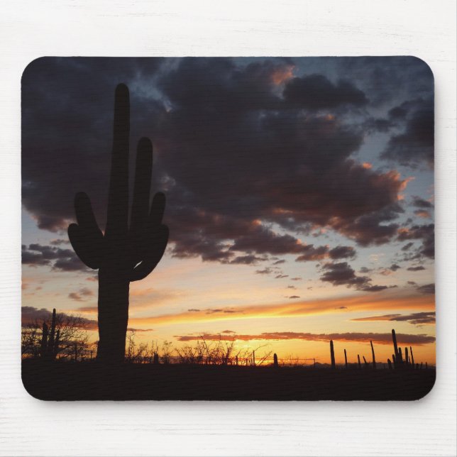 Saguaro Sunset III Arizona Desert Landscape Mouse Pad (Front)
