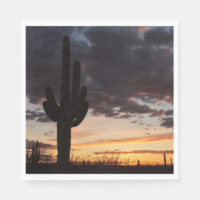 Saguaro Sunset III Arizona Desert Landscape Napkins (Front)