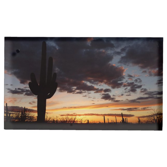 Saguaro Sunset III Arizona Desert Landscape Place Card Holder (Front)
