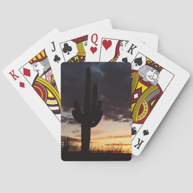 Saguaro Sunset III Arizona Desert Landscape Poker Cards (Back)