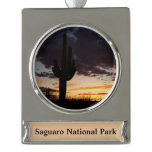 Saguaro Sunset III Arizona Desert Landscape Silver Plated Banner Ornament