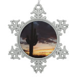 Saguaro Sunset III Arizona Desert Landscape Snowflake Pewter Christmas Ornament