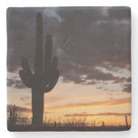 Saguaro Sunset III Arizona Desert Landscape Stone Coaster