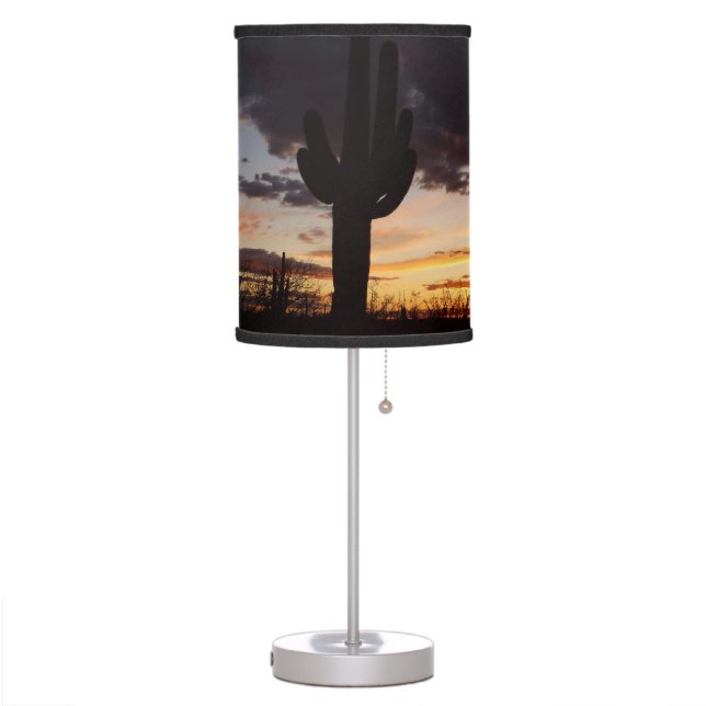 Saguaro Sunset III Arizona Desert Landscape Table Lamp (Left)