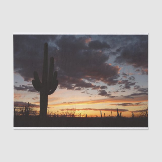 Saguaro Sunset III Arizona Desert Landscape Tissue Paper (Front)