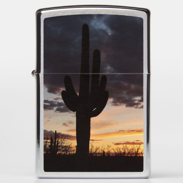 Saguaro Sunset III Arizona Desert Landscape Zippo Lighter (Front)