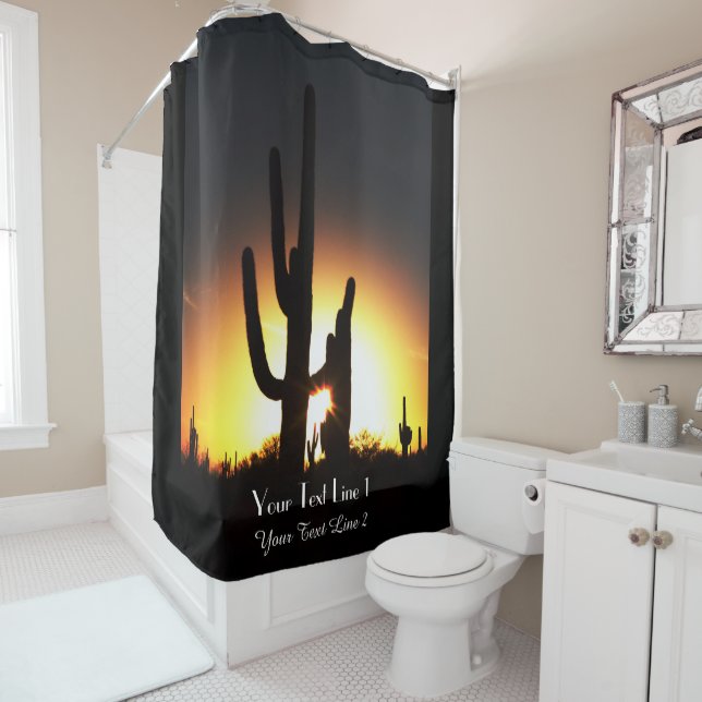 Saguaro Sunset Personalized Shower Curtain (In Situ)