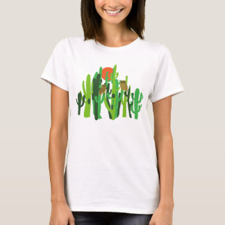 Saguaros Cactus Forest Desert Owls Sunset T-Shirt