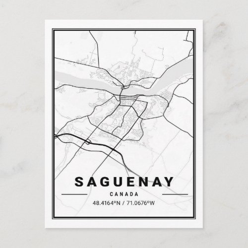 Saguenay Quebec Canada Travel City Map Postcard