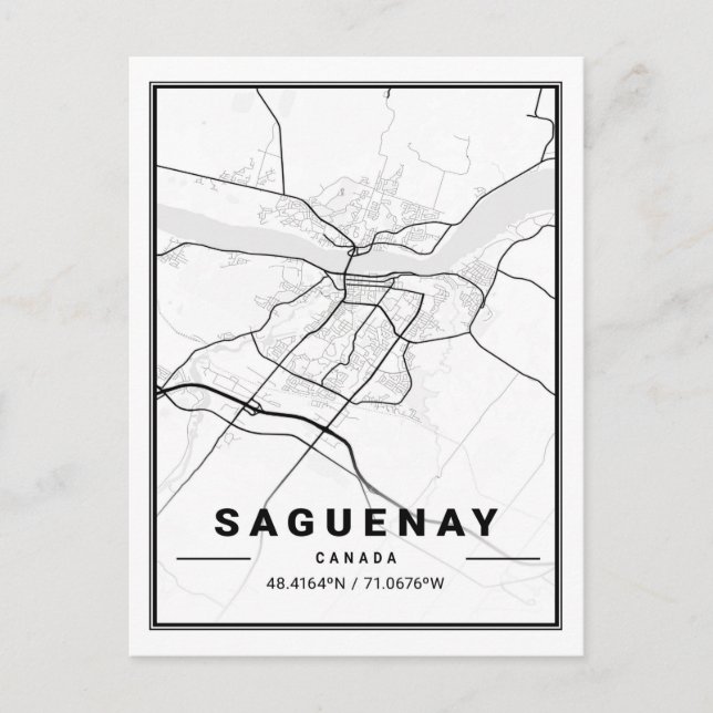 Saguenay Quebec Canada Travel City Map Postcard (Front)