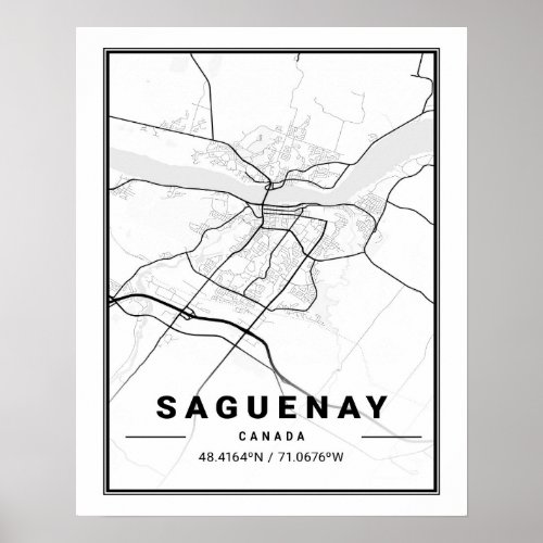 Saguenay Quebec Canada Travel City Map Poster