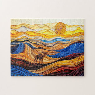 Sahara Desert Scene with Dromedary Jigsaw Puzzle