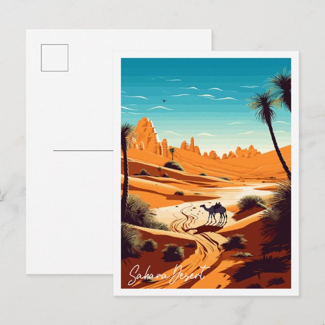 Sahara Desert vintage travel illustration Postcard (Front/Back)