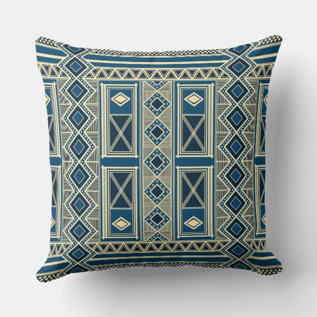 Sahara Gold Compass: The Mali Earth-Tone Geometric Throw Pillow (Back)