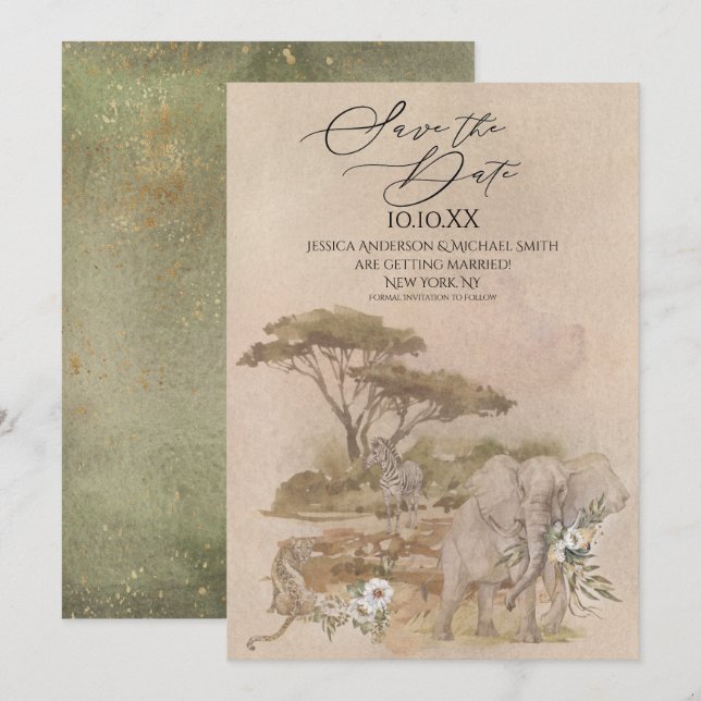 Sahara Savanna Animal Save the Date Invitation (Front/Back)