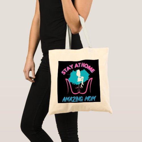 Sahm Stay At Home Mom Pink And Blue Design Tote Bag