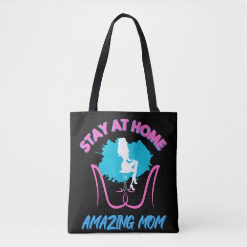 Sahm Stay At Home Mom Pink  Blue Trendy Design Tote Bag