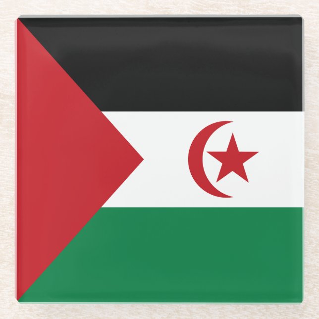 Sahrawi Arab Democratic Republic Flag Glass Coaster (Front)