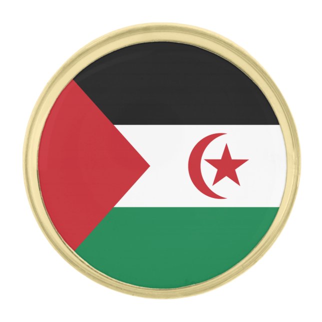Sahrawi Arab Democratic Republic Flag Gold Finish Lapel Pin (Front)