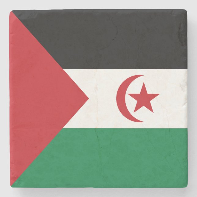 Sahrawi Arab Democratic Republic Flag Stone Coaster (Front)