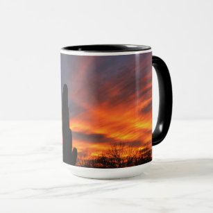 Sahuaro cactus with a brilliant Arizona sunset mug