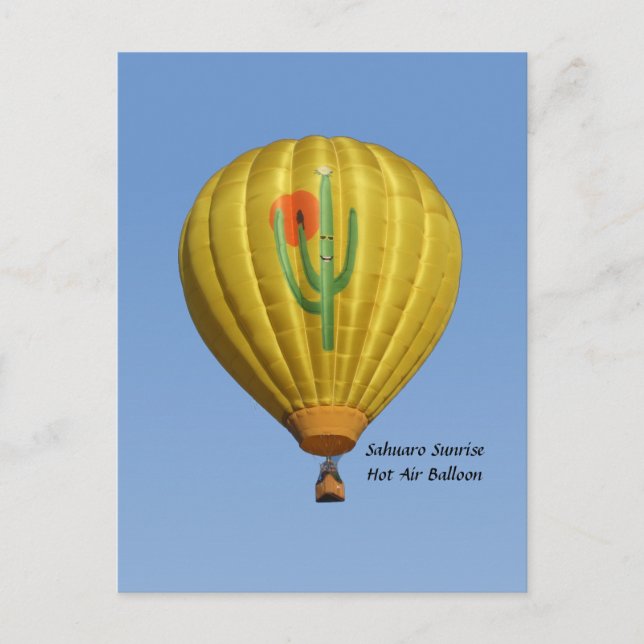 Sahuaro Sunrise Hot Air Balloon Postcard (Front)