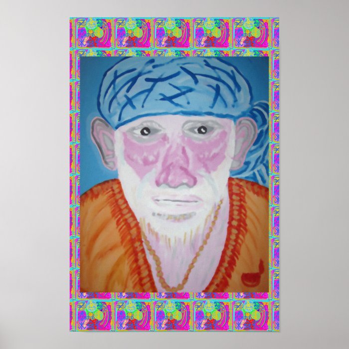 SAI BABA Portrait by Navin  Reiki in background Posters