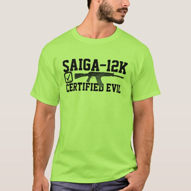 Saiga 12 - Certified Evil Checklist T-Shirt (Front)