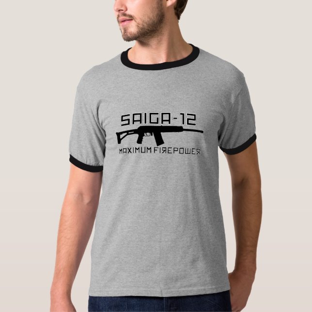 Saiga 12 - Maximum Firepower T-Shirt (Front)