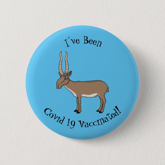 Saiga antelope cartoon illustration  button (Front)