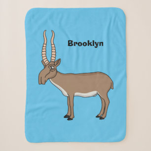 Saiga antelope cartoon illustration sherpa blanket
