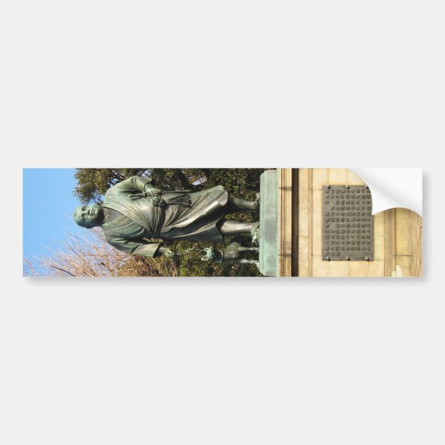 Saigo Takamori (The Last Samurai) & Dog Statue Bumper Sticker (Front)