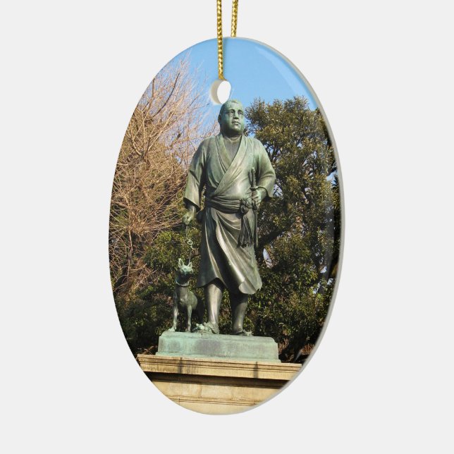 Saigo Takamori (The Last Samurai) & Dog Statue Ceramic Ornament (Left)