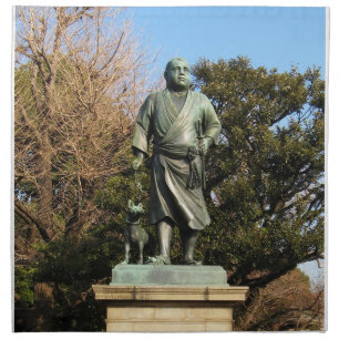 Saigo Takamori (The Last Samurai) & Dog Statue Cloth Napkin