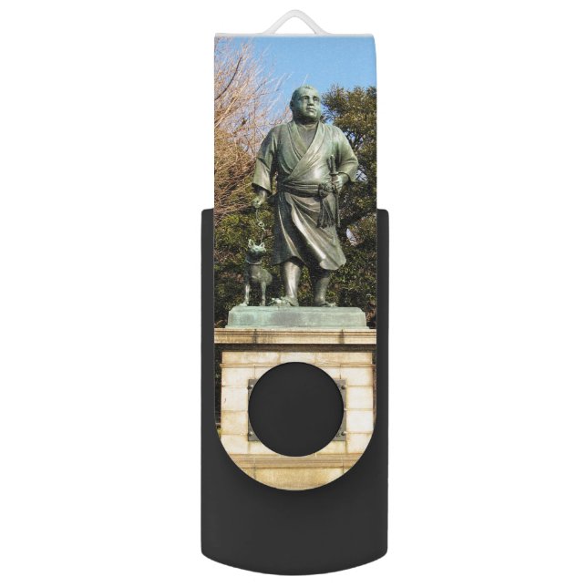 Saigo Takamori (The Last Samurai) & Dog Statue Flash Drive (Front Vertical)