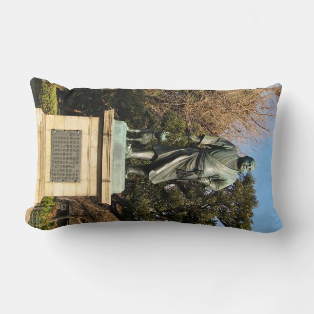 Saigo Takamori (The Last Samurai) & Dog Statue Lumbar Pillow (Front)