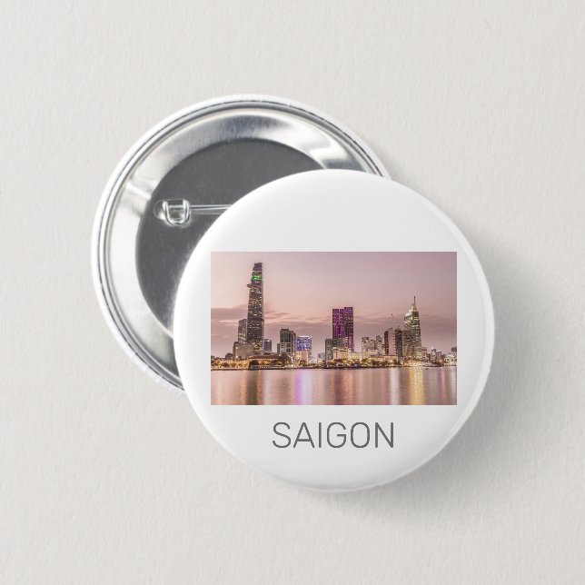 Saigon Ho Chi Minh City HCMC Vietnam Sunset Button (Front & Back)