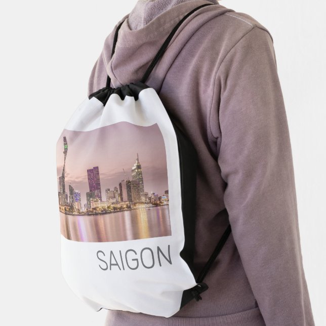 Saigon Ho Chi Minh City HCMC Vietnam Sunset Drawstring Bag (Insitu)