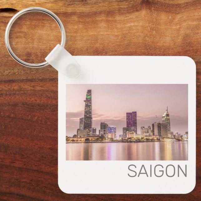 Saigon Ho Chi Minh City HCMC Vietnam Sunset Keychain (Front)